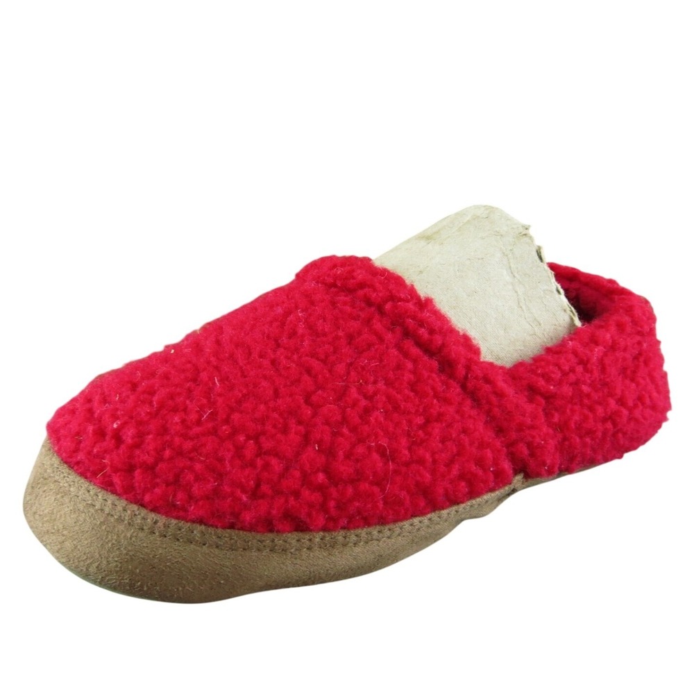 Lands' End Boys Slip-On Shoes Slipper‎ Red Fabric Slip On Size Y 2 Medium